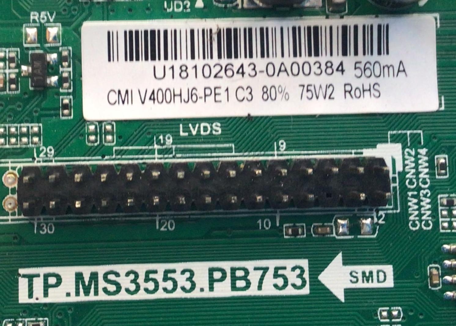 MAIN FUENTE PARA TV HISENSE / NUMERO DE PARTE 260104015240 / TP.MS3553.PB753 / 102181003129 /  U18102643-0A00984 / CM1 V400HJ6-PE1 / MODELO H40 - Imagen 3